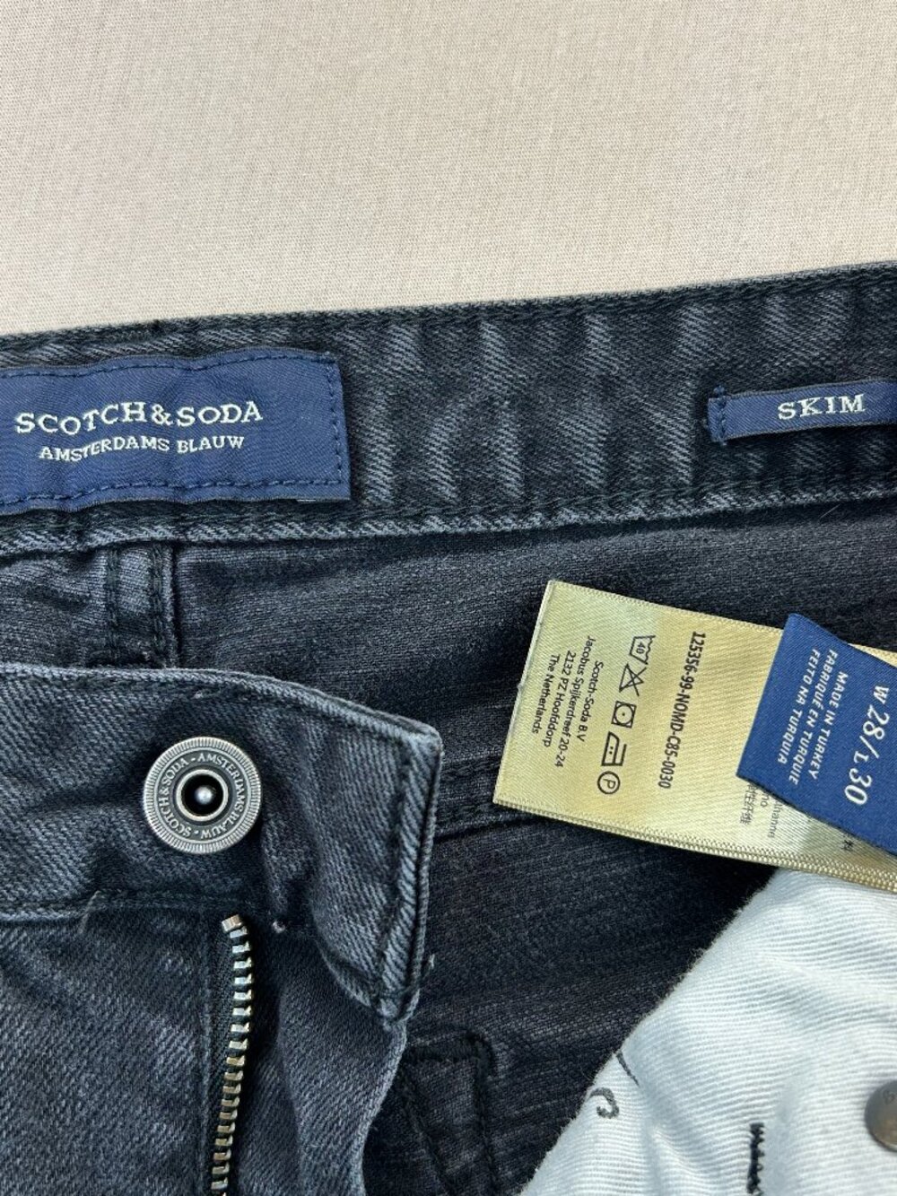Scotch & Soda Jeans Mens Size 28x30 Black Denim Mid Rise Skim Stratch straight
